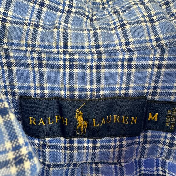 Ralph Lauren Size Medium Shirt Blue Plaid Formal Button Up Workwear Business - Picture 4 of 5